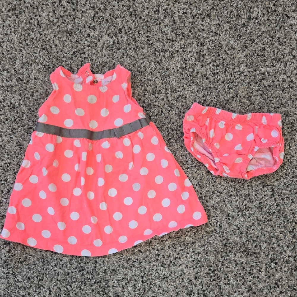 Carter's Pink and White Polka Dot Dress Set